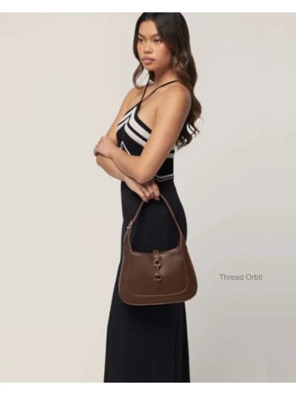 Vegan Leather Hobo Shoulder Bag with Crossbody Strap Zip Closure